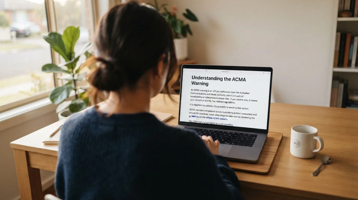 A person at a laptop reading a plain-language explainer article at a home desk.