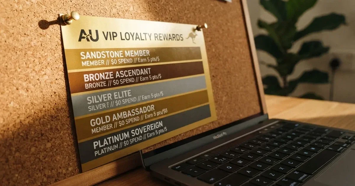 A gold-coloured tier chart pinned to a corkboard next to a laptop keyboard.