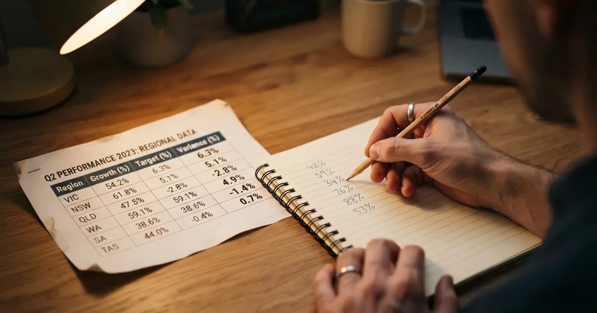 A calculator sitting next to a printed percentage chart on a desk.
