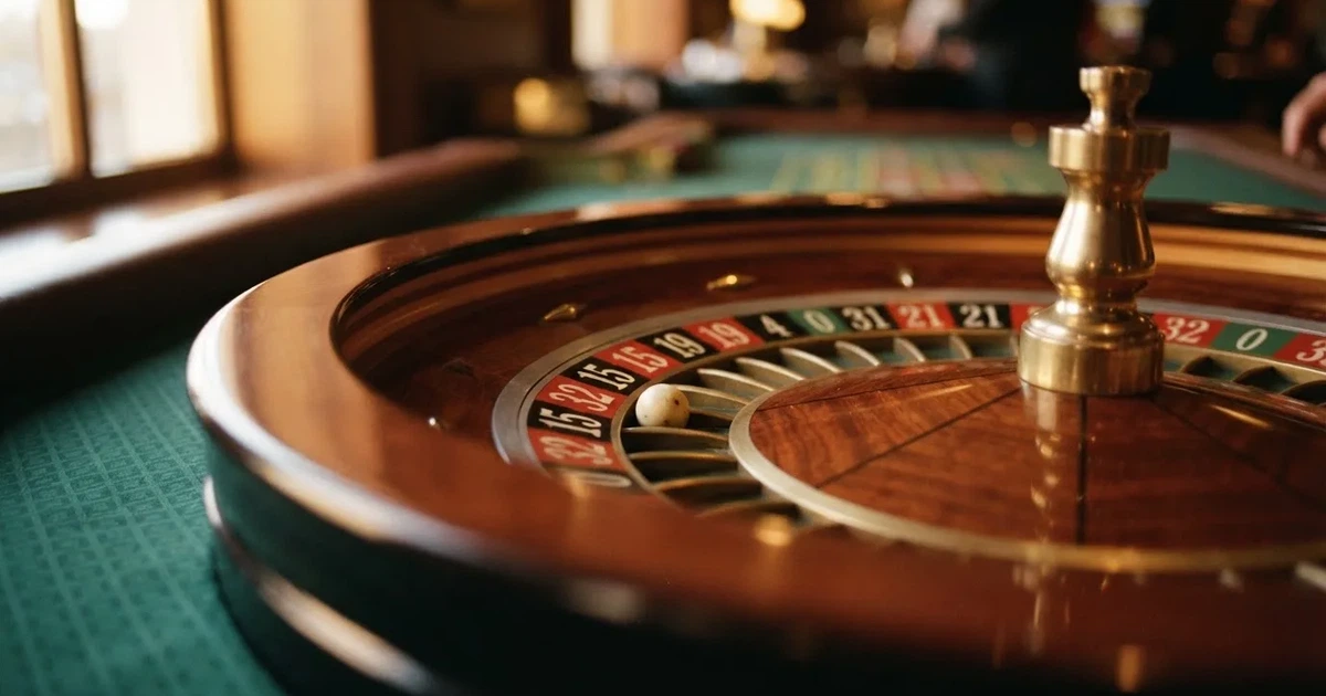 A close-up of a roulette wheel with the ball settling into a numbered pocket.