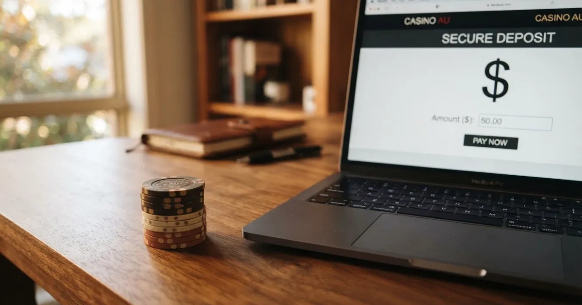 A small stack of coins next to a laptop showing an online payment form.